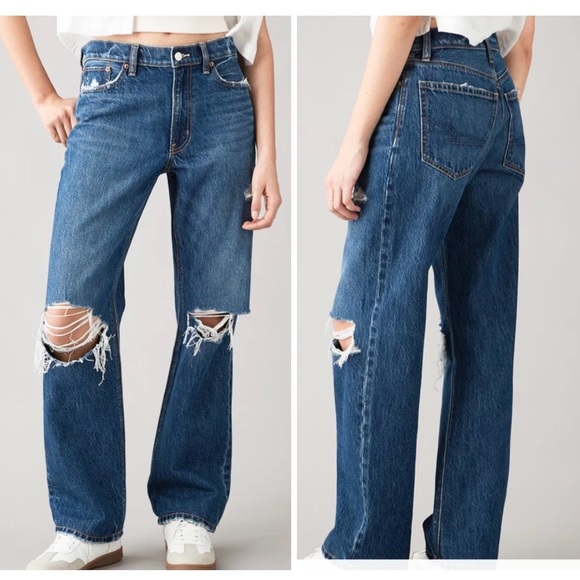 American Eagle Jeans Women's 4 Short Ex-Boyfriend Low Rise Denim Comfort Stretch - Picture 1 of 12